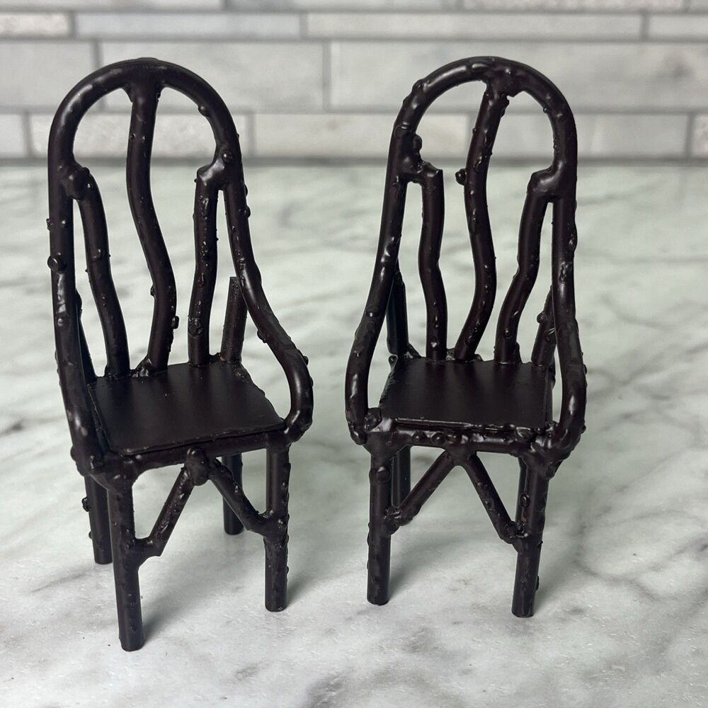 Dollhouse Wrought Iron heavyweight set Chairs Patio Garden Miniature Furniture